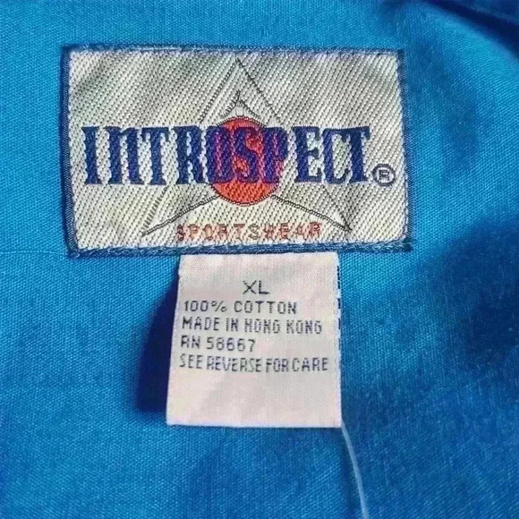 Vintage 90s NWT Introspect Blue Striped s/s Button Down Shirt NEW Deadstock XL - Picture 12 of 13